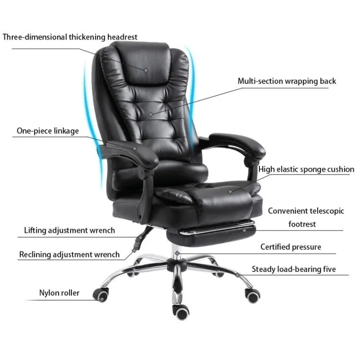 Demine%20Mart%20Gaming%20Office%20Boss%20Chair%20PU%20Leather%20Massage%20Chair%20With%20Footrest%20Computer%20Armchair%20360%C2%B0%20Rotatable%20Lift%20Chair%20-%20Image%205