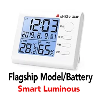 CHIGO Clock, Room Thermometer with Humidity Incubator Meter | Accurate Temperature Indicator | Wall Mounting LCD Digital Clock | Automatic Backlight (Blue Light) and No Backlight | Day with Date | Comfort Remider