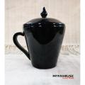 ယွန်းအနက်ထည်ကော်ဖီခွက်ကြီး (Black lacquered coffee cup - L) (D- 9.5 cm x H - 10 cm). 