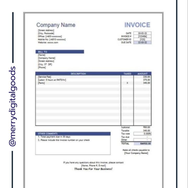 Microsoft Excel Billing Invoice Template Sample / Contoh Template Microsoft Excel Billing Invoice Template Sample / Contoh Template