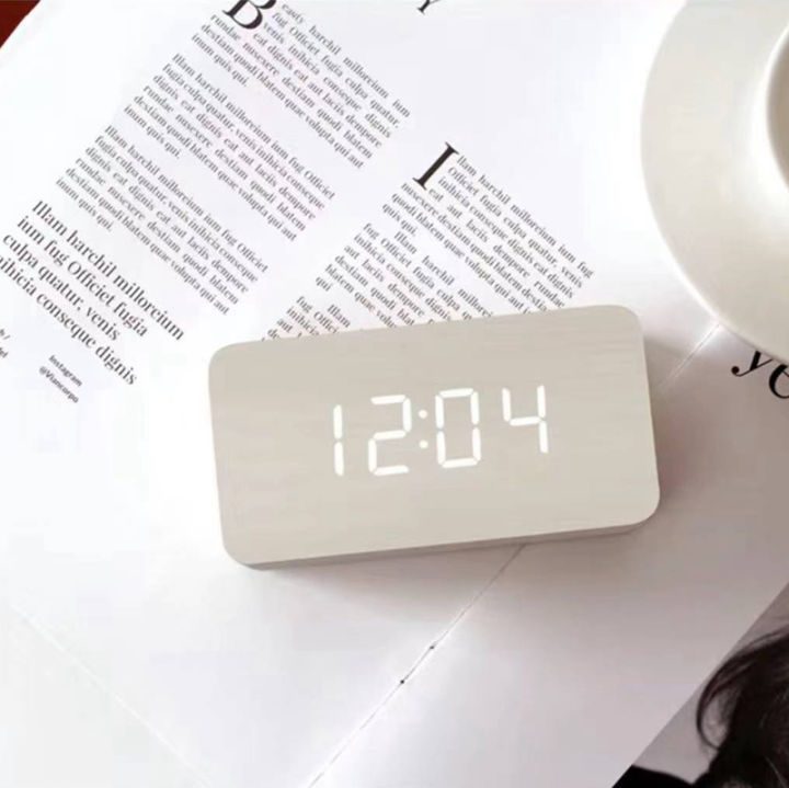 (Gift) Smart Voice-Activated for Wooden LED Digital Alarm Clock