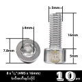 8 (#M5) Lကီးစတီးနပ်တိုင် 304 / A2-70 Stainless Steel 0.8mm Threaded Hexagonal Recessed Socket Head Cap Bolt. 