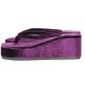 Thin Ya Nant Women's Myanmar Traditional Velvet Court-FlipFlop 1/2- Dark Purple. 