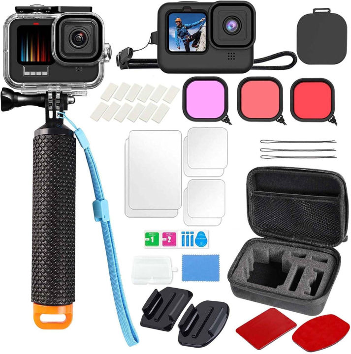 (Preorder) Telesin Waterproof Case with 3-Pack Diving Filters for GoPro Hero 9, Hero 10, and 11 Black, Supports 45m/148ft Underwater Diving with Mounting Bracket, Purple, Red, and Blue Filters, Professional Accessories