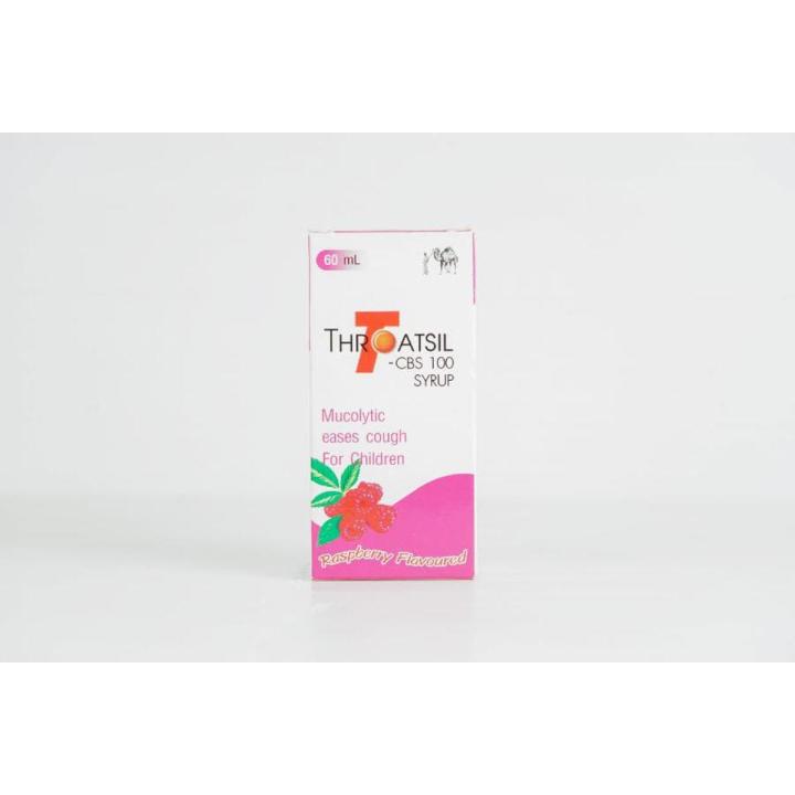 Throatsil CBS 100 Syrup Mucolytic 60ml(Raspberry) by Wellington Pharmacy