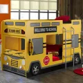 (Preorder) Ctrend Children's Bed, Bunk Bed, School Bus Yellow Model, Yellow Bus. 
