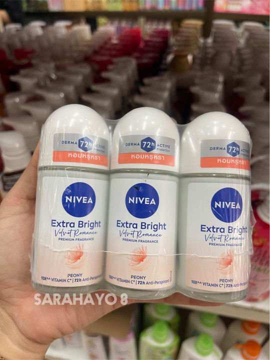 (Preorder)%20Nivea%20Extra%20Bright%20Premium%20Fragrance%20Velvet%20Romance%20Peony%20Roll%20on%2050Ml.X3%20Bottles%20-%20Image%205