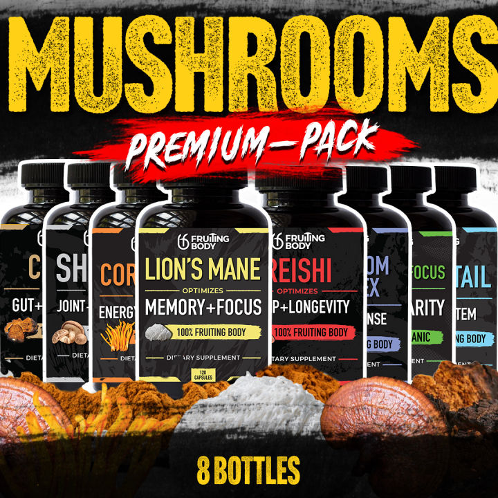 (Preorder)Premium Mushroom Combo Pack - 8 Different Mushroom Bottles in ...