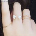 Pearl Rhinestone Open Ring and Simple Ring Set ( 4 pcs ) / Adjustable Ring / Korea Ring. 