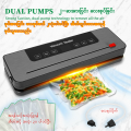 လေစုပ်အိတ်ပတ်စက် Vacuum Sealer Machine, Compact One-Touch Automatic Food Sealer with LED Indicator Lights Vacuum Sealer with Built-in Cutter for Both Wet and Dry Foods. 