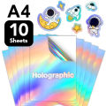 Inkjet Waterproof Vinyl Sticker | Rainbow Holographic Laser Pattern | White Matte | Comparable to Vinyl Inkjet | A4 Size Full Sheet Label | Inkjet Printers. 