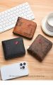 Vintage Men's Zipper Wallet PU Leather Short Coin Purse Business Man Card Holders. 