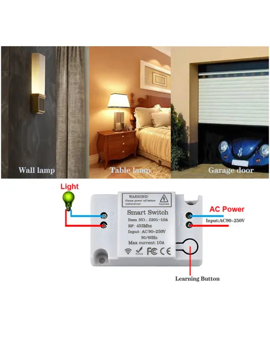433MHz%20Universal%20Wireless%20RF%20Remote%20Control%20Fan%20Lamp%20Light%20Switch%2010A%20Relay%20Output%20RF%20AC%20220V%201CH%20Receiver%20Module%20Transmitter%20-%20Image%203