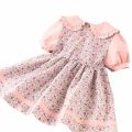 Toddler Baby Girl Causal Dress, Pink Floral Peter Pan Collar Party Dress Smocked Dress. 