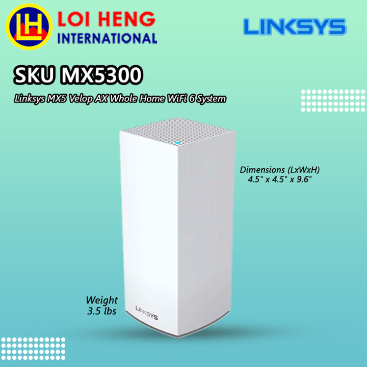 Linksys MX5 Velop AX Whole Home WiFi 6 System (MX5300-AH)