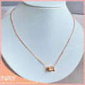 [Nay Jeweller] Sparkling Cylinder Pendant Rose Gold Plated 925 Sterling Silver Necklace. 