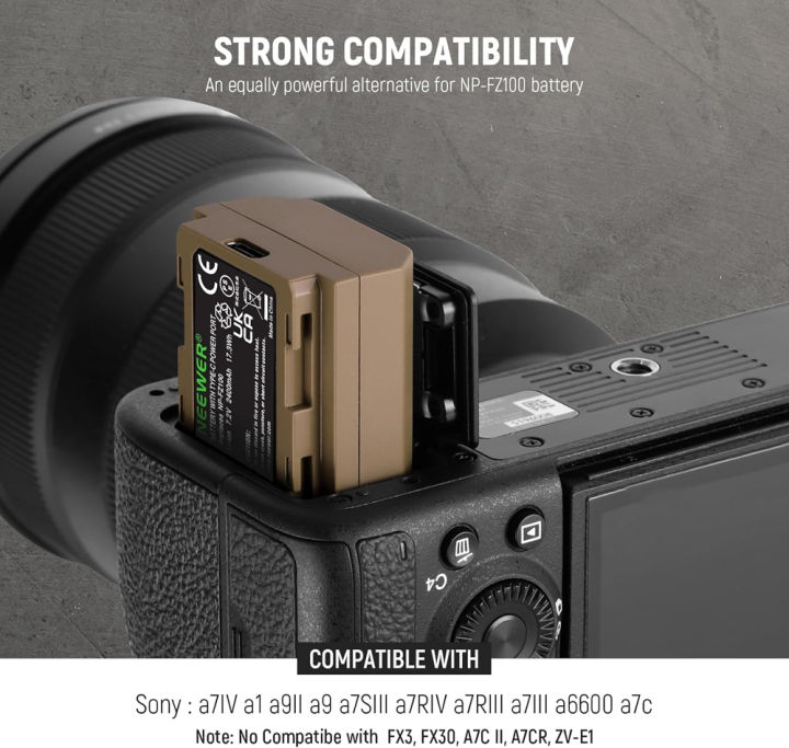 (Preorder)%C2%A0NEEWER%202400mAh%20battery%20compatible%20with%20Sony%20ZV-E1,%20FX3,%20FX30,%20A1,%20A9,%20A9%20II,%20A6600,%20A7C,%20A7R,%20V,%20A7S%20III,%20A7%20IV,%20NP-FZ100.%20-%20Image%202