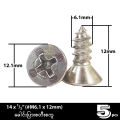 14 (#M6.1) ခေါင်းပြားစတားစတီးစကူ A2-70 / 304 Stainless Steel Cross Recessed Phillips Flat Head Self Tapping Screw. 