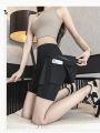 (Preorder) Oversized Running Pants, Three-Quarter Pants for Yoga and Fitness, Summer, High-Waisted, Anti-Reflective Two-Piece Blocking Skirt.. 