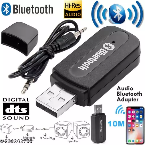 Bluetooth Music Receiver Adapter with Built-in Mic and 3.5 mm AUX Audio Stereo Wireless Hifi Dongle