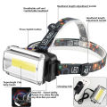 Removable 18650 lithium battery high-power COB floodlight rechargeable headlamp head-mounted flashlight. 