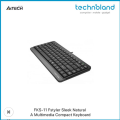 A4 Tech FKS-11 Fstyler Sleek Natural A Multimedia Compact Keyboard Grey. 