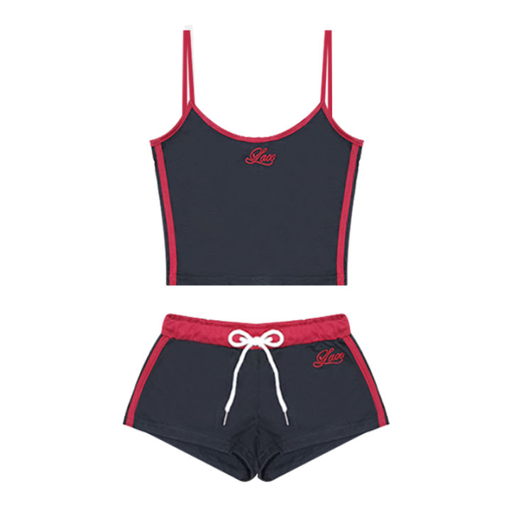 (Preorder)%20Women's%20red%20workout%20outfit,%20polyester,%202-piece%20set,%20camisole%20top%20+%20shorts,%20elastic%20waistband,%20drawstring,%20swimsuit%20#2447.%20-%20Image%206
