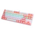 Tech Infinite JK-929 Mechanical Keyboard  87 Keys Wired Mechanical Keyboard Mixed Light Mechanical Keyboard with Mechanical Blue Switch Suspension Button Mechanical Gaming Keyboard, Mixed Light Gaming Keyboard Computer for Desktop Laptop (Blue, Pink). 
