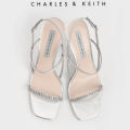 [Charles & Keith] Singapore Preorder Textured Gem-Embellished Strappy Sandals/ Fashion / Women / Shoes /Heeled Sandals. 