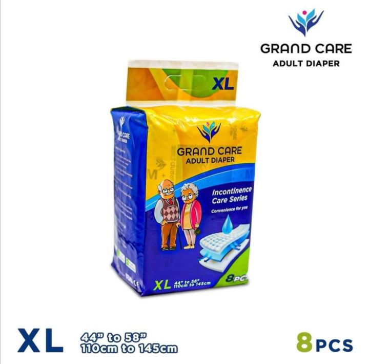 Grand Care Adult Diaper XL size/ 8 Pcs (110cm to 145cm)