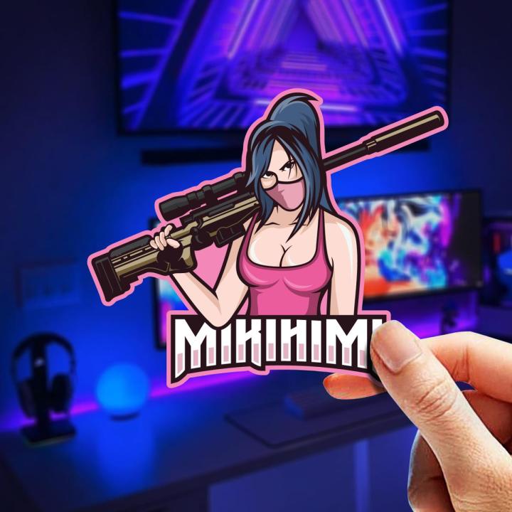 Sniper Girl Gaming Esport Sticker - 5 Pcs Set | Laptop Sticker | Car Sticker | Phone Sticker | Waterbottle Sticker | Wall Sticker | Die Cut Sticker | Waterproof Sticker
