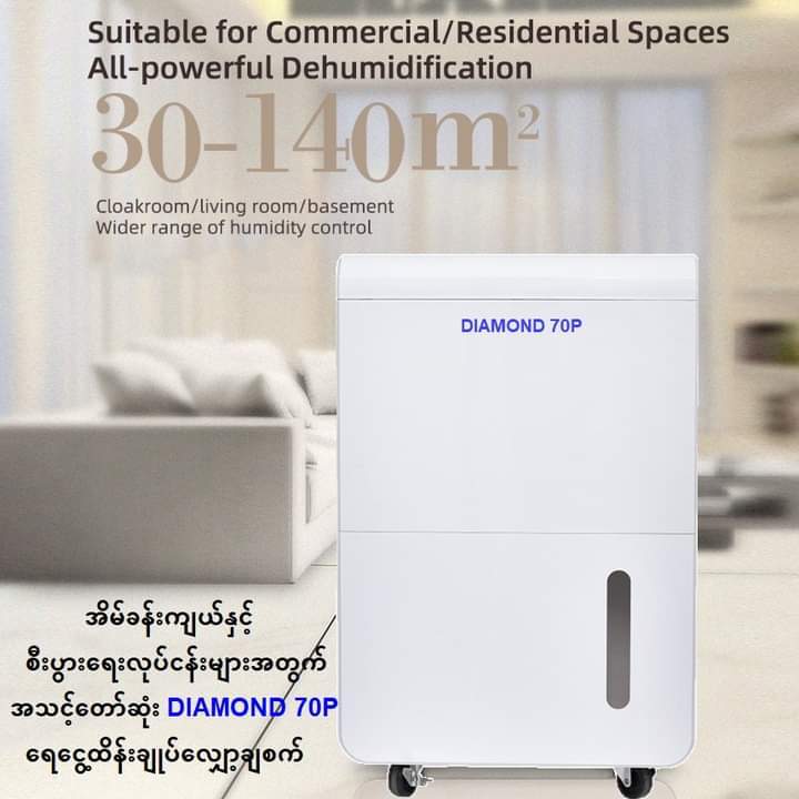 Diamond%2070P%20%7C%20Commercial%20Dehumidifier%20with%20Pump%2070L/Day,%20820W%20,%20Up%20to%201400sqft(360m%C2%B3),%20Ionizer%20,15ft%20Drain%20Pump%20,%20WiFi%20App%20Control%20-%20Image%202
