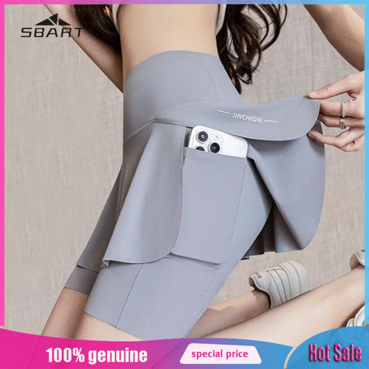 (Preorder) SBART Fireproof Yoga Pants for Walking with Pockets, Women's Quick-Drying Ice Silk Sports Skirt and Running Fitness Skirt