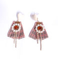 Fancy အသည်းပုံ/ အကွက် Design နားကွင်း /နားကပ် / Earring ( Red). 