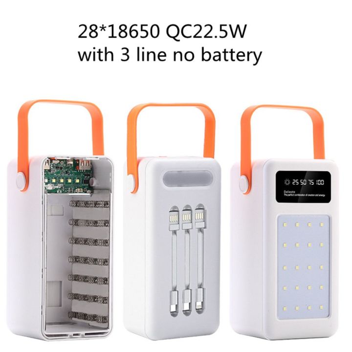 DIY 22.5W Power Bank Case 28 * 18650 PD QC3.0 USB Battery Fast Charger Box Shell No Battery Welding-Free Power Bank DIY Case