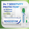 Sensodyne Fresh Mint  Triple cleaning action Daily  Sensitivity Protection for strong teeth and healthy gums. 