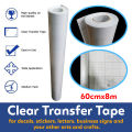 Clear Transfer Tape Roll (60cmx8m) for Vinyl Wall Decals, Car Decals Sticker, Doors, Windows, Signs Work and Arts & Crafts - Perfect for Cricut and Silhouette Cameo Cutters. 