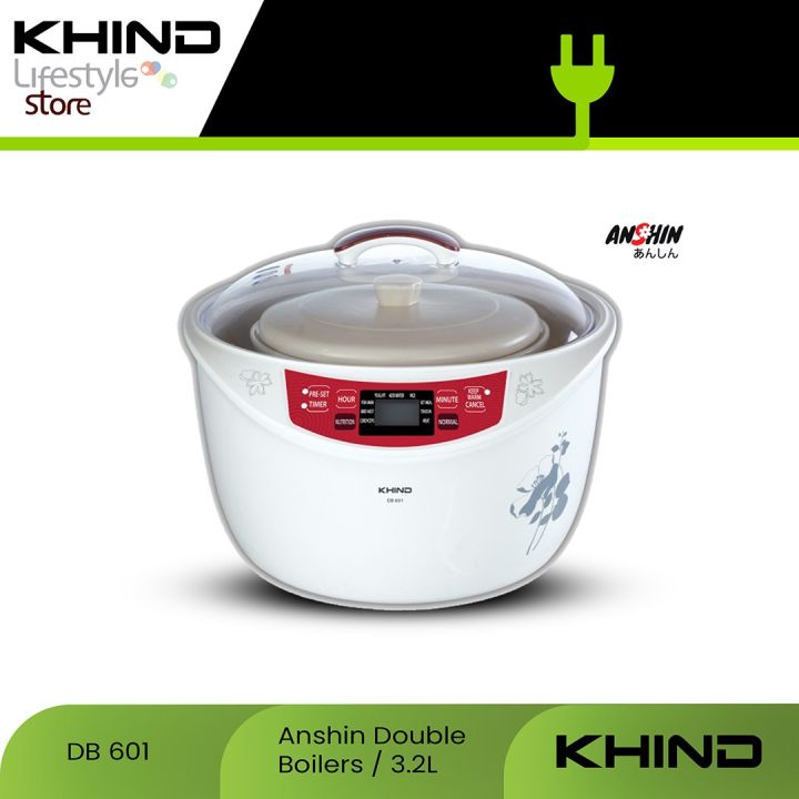 KHIND DB 18S - Khind 1.8L Anshin Double Boiler(Slow Cooker) - White