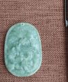 Dragon and Phoenix Jade pendant  pea green, နဂါးဇာမဏီ ကျောက်စိမ်းဆွဲသီး ပဲစိမ်းရောင်၊. 