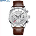 (Preorder) Crrju Fashion Quartz Watch Leather Strap Waterproof Luxury Men's Watch 2212 XO No Box  အမျိုးသား လက်ပတ်နာရီ. 