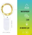 Fairy Lights LED with Batteries 20 LED Fairy Lights Battery Operated Short Wire Warm White Mini Wire Fairy Lights Indoor Small Outdoor Bottles Wall Room Party Wedding Decoration. 