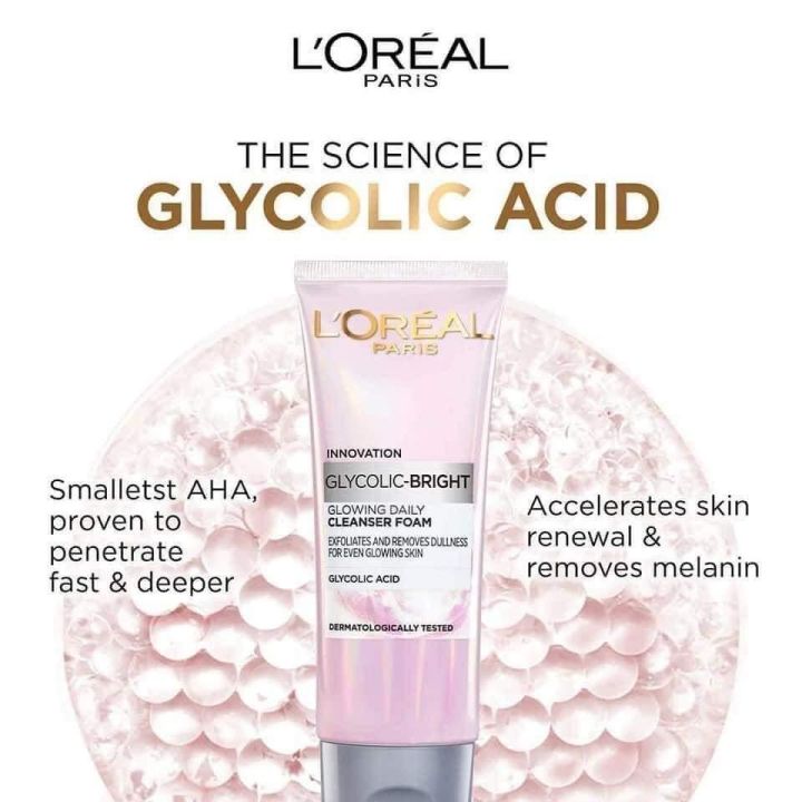 L'OREAL Glycolic-Bright  Glowing Daily Cleanser Foam  (100ml)