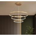 Circular Ring Pendant Lights 3 Circle Rings Acrylic Aluminium LED Chandelier  (3 Colors Changeable Light & Dimmable with Remote). 