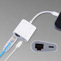 10/100Mbps Lightning to RJ45 Adapter 2 in 1 Ethernet LAN Network Adapter with Charge Port Compatible with IPhone/iPad/iPod Plug and Play. 