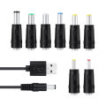11 in 1 Universal 5V USB to DC Jack Charging Cable Power Cord with 11 Interchangeable Plugs Connectors Adapter. 
