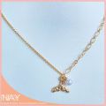 [Nay Jeweller] Golden Fish Tail with Pearl Dainty 925 Sterling Silver with Gold Plated Necklace. 