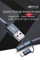 Mobile phpne charging cable 3 in 1 (Mobile Phone Charging cable three-in-one data cable suitable for Apple Android type-c mobile phone fast charge one drag three nylon braided cable charging cable). 