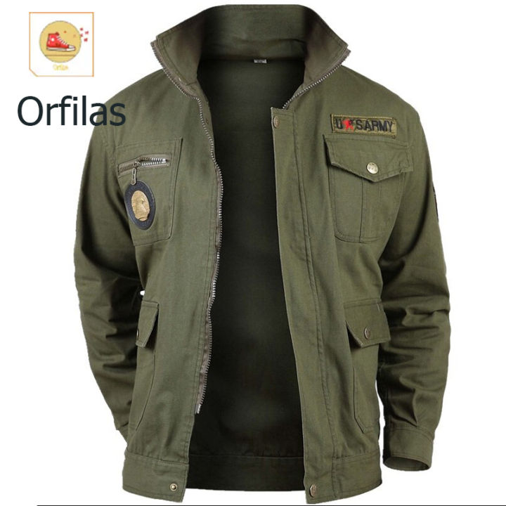 Orfilas men jacket zipper green outdoor, labor insurance work jacket men jackets cargo jacket men