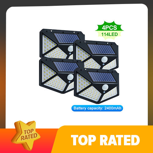 Demine Mart Solar Lights Outdoor 100 LED/114LED/212LED Bright Motion Sensor Light Wide Angle Wireless Waterproof IP65 Wall Lights for Garden Wall Street