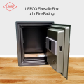LEECO Fire Resistant Safebox One Key with One Combination Lock 1 Hour Fire Rating 25 kg. 